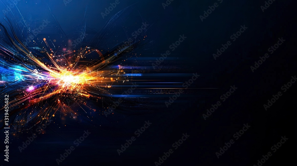 Leinwandbilder dynamic tech logo design featuring abstract lines and vibrant colors in a digital space