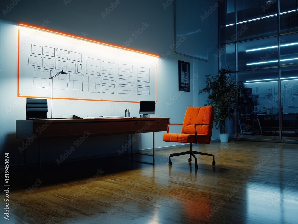 Aufkleber creative workspace narrative exploration office setting storyboard presentation modern environment s