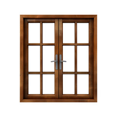 Obraz premium wooden window isolated on transparent background, clipping path, PNG
