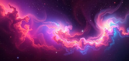 Nebulous swirls, vibrant hues, nascent stars ignite within cosmic dust clouds, star cluster formation, nebula