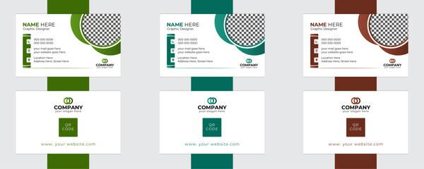 Modern portrait business card design. Creative double sided visiting card vector template. 