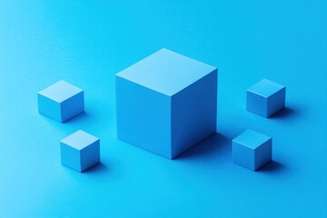 Obraz premium Blue cubes on blue background.