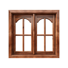 Obraz premium wooden window isolated on transparent background, clipping path, PNG