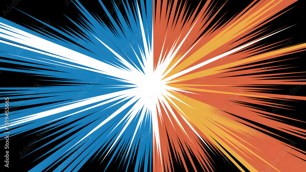 Poster abstract energy burst: a dynamic abstract composition features a powerful burst of energy, with line
