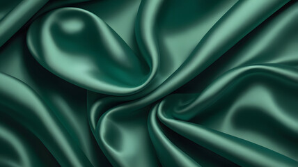Fototapeta premium Emerald Silk: Luxurious emerald silk fabric with elegant folds and a subtle sheen, perfect for conveying sophistication and opulence.