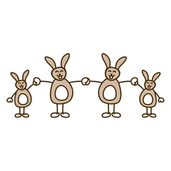 4 Rabbits Family Children Parents Four Siblings Design Lover Art Vector Illustration Card T-Shirt Poster Sticker Graphic Print Decorative Drawing Isolated Logo Decoration Symbol Creative Cool Style
