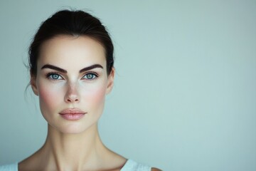 Fototapeta premium A woman with a light blue eye and a pinkish face