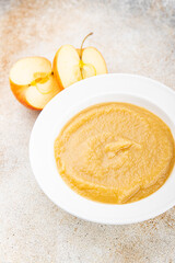 Apple puree natural ingredients tasty fresh delicious gourmet food background table rustic food top view copy space keto and paleo diet vegetarian and vegan food