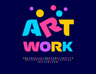 Vector Playful logo Art Work. Fashion Colorful Font. Modern Stylish Bright Alphabet Letters and Numbers set