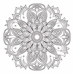 Fototapeta premium Black and white mandala vector isolated on white.Dahlia flower mandala.