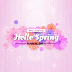 Welcome Spring Seasonal Banner With Colorful Flowers and Text Decorations