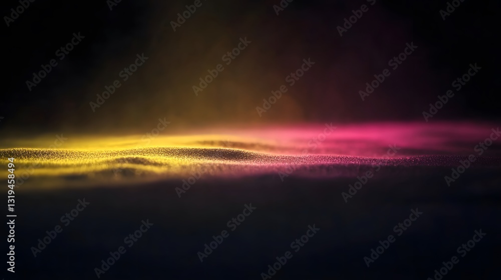 Poster abstract design showing particles with gradient color and depth