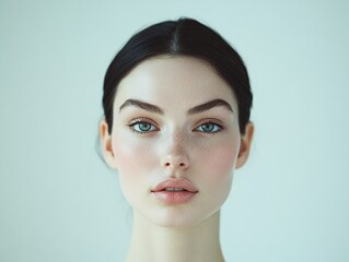 Obraz premium A woman with a light blue eye and a red nose