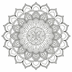 Black and white mandala vector isolated on white.Dahlia flower mandala.