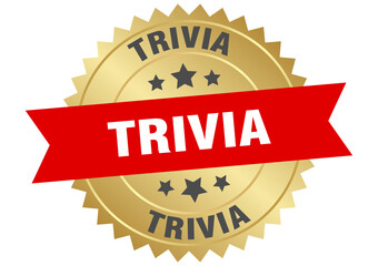 trivia. trivia round red and gold label isolated on transparent background
