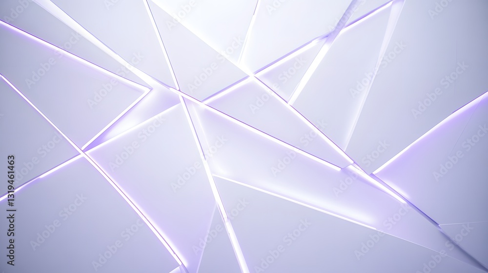 Poster geometric shape abstract design with glowing illuminated edges and smooth surfaces
