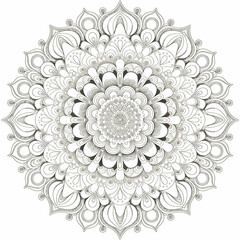 Black and white mandala vector isolated on white.Dahlia flower mandala.