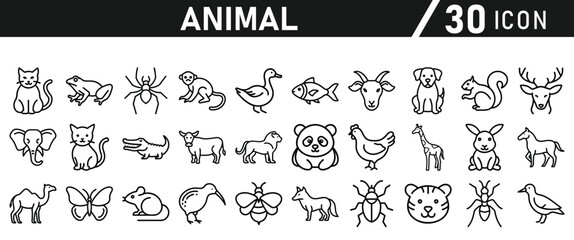 Animal Icons Set. Icon In line style. Vector illustration collection