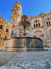 Fototapeta premium Málaga, España. 1 de Diciembre de 2024. Exteriores de la Catedral de la Encarnación en Málaga capital.