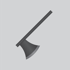 Detailed vector of a traditional axe with a black handle and sharp metal blade