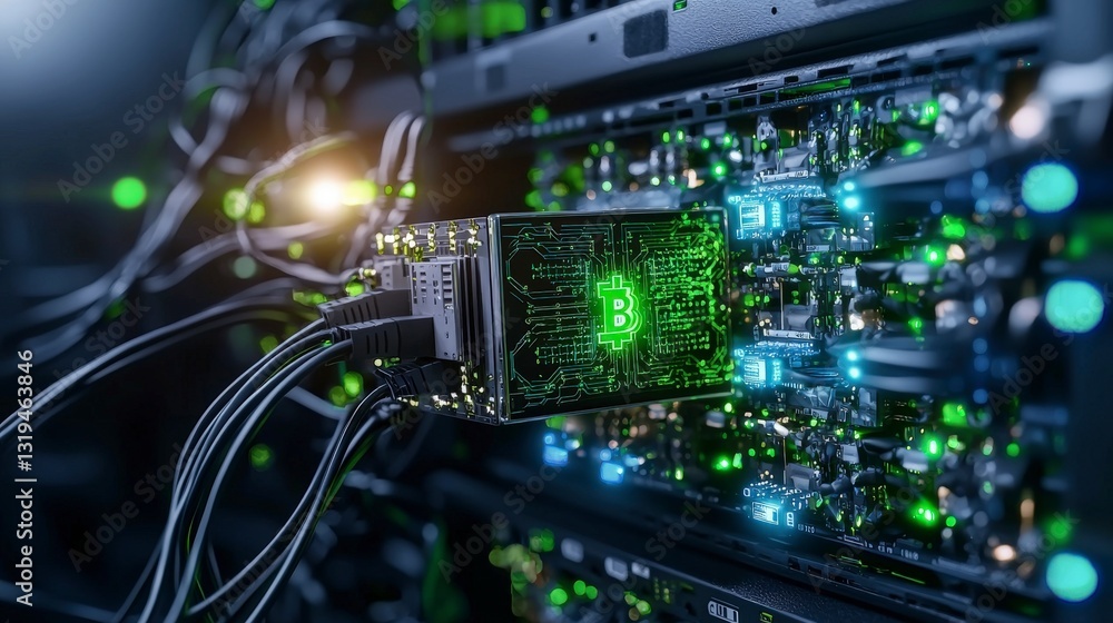Aufkleber High-tech server farm operations data center closeup image dark environment dynamic viewpoint futuristic concept
