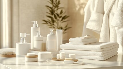 Set of Hotel amenities mockup, blank, clean, graphic template, branding mockup