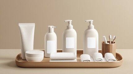 Set of Hotel amenities mockup, blank, clean, graphic template, branding mockup