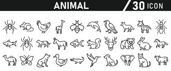 Animal Icons Set. Icon In line style. Vector illustration collection
