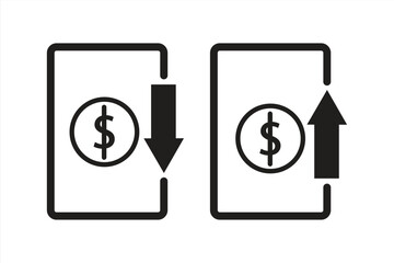 currency up and down development icon. vector illustration