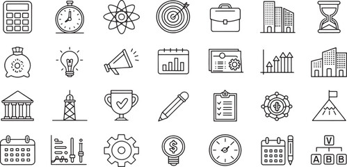 Set of Focus icon line art black icon