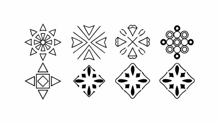Geometric Harmony: A collection of intricately designed geometric patterns in monochrome, perfect for adding a touch of sophistication to any project.