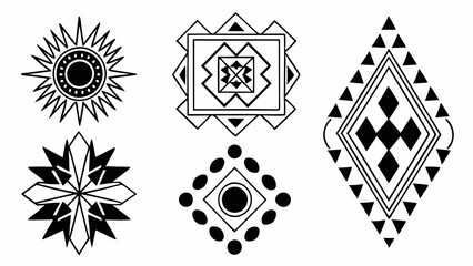 Geometric Symmetry: A collection of geometric patterns are shown in a display of design elements, showcasing versatility in aesthetics. 