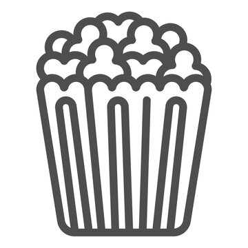 recommend clip art: Paper bucket with popcorn line icon, grocery products concept. Vector graphics. Cup with fried corn sign on white background, outline style icon for mobile or web design.