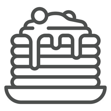 recommend clip art: Pancakes with sweet jam line icon, bakery cooking cakes concept. Vector graphics. Food dish sign on white background, outline style icon for mobile or web design.