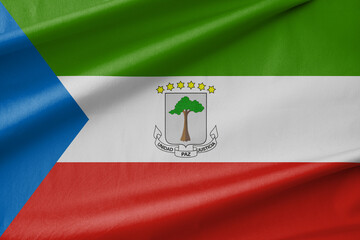 Naklejka premium Equatorial Guinea National Flag Waving in the Wind