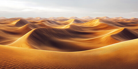 Rolling Desert Dunes with Mesmerizing Wind-Sculpted Patterns for a Vast and Serene Landscape