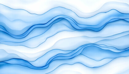 Abstract flowing blue lines on white background
