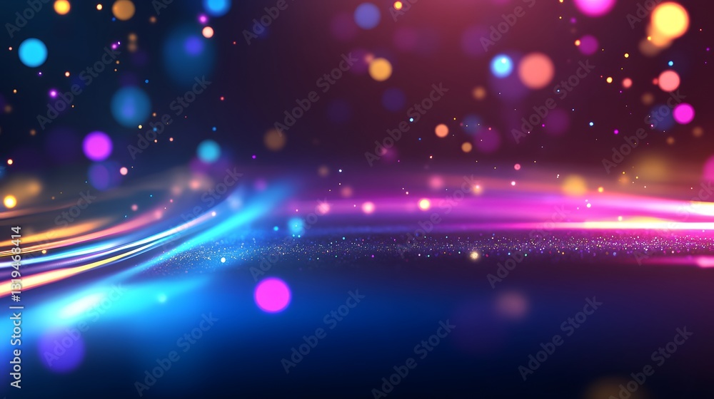 Poster A vibrant abstract image displaying colorful blurred light effects