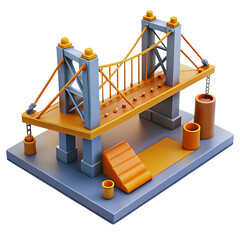 3D Render of a Modern Suspension Bridge Isometric Design
