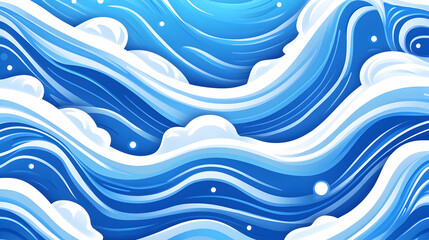 Fototapeta premium Abstract ocean waves, stylized with white foam, in a repeating pattern