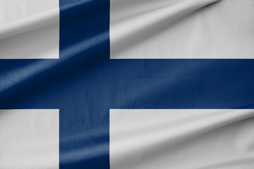 Finland National Flag Waving in the Wind