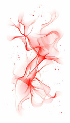 Abstract red swirling design with translucent lines and scattered dots
