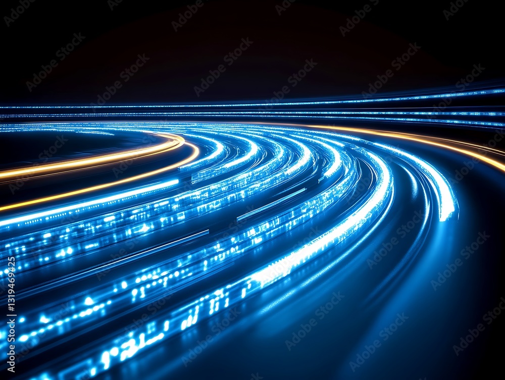 Poster dynamic flow of digital data streams showing speed and connectivity