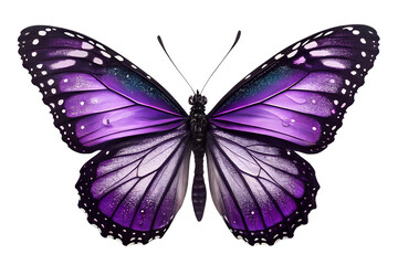 Obraz premium Purple black butterfly isolated on transparent background generative ai