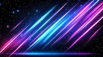 Obraz premium Abstract vibrant neon light streaks on a dark space background