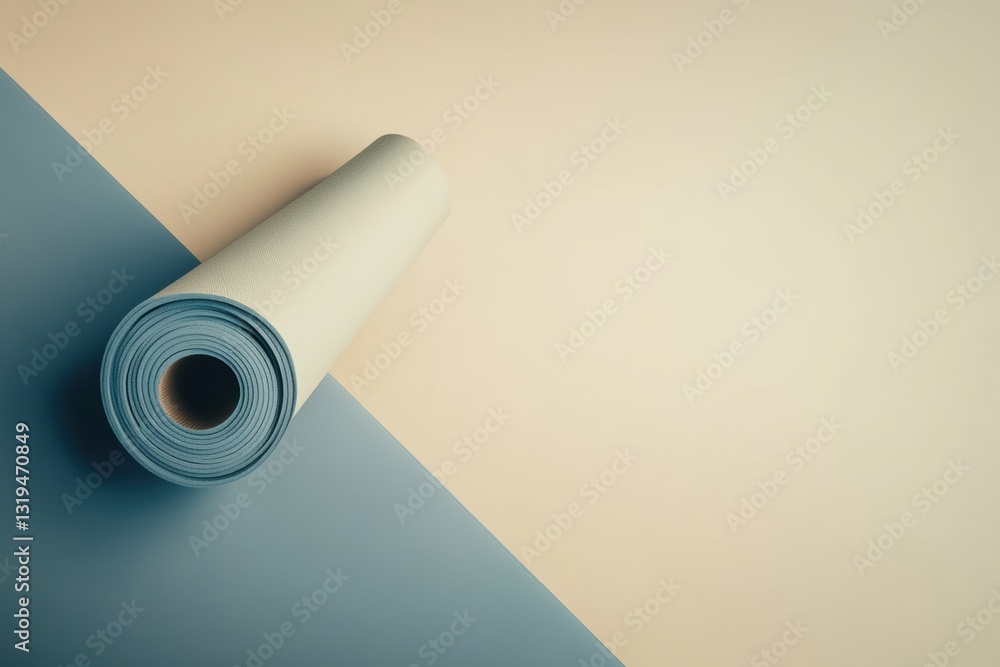 Aufkleber minimalistic yoga mat on a light background emphasizing clean design and tranquility in a serene spa