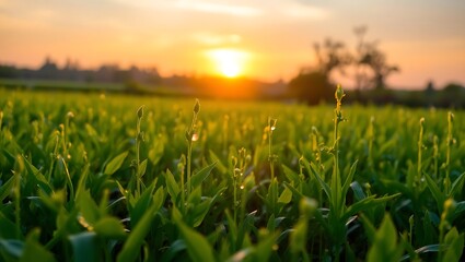 Fototapeta premium field of grass and sun