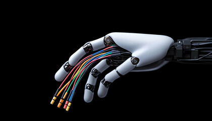 Advanced robotic hand with intricate wiring