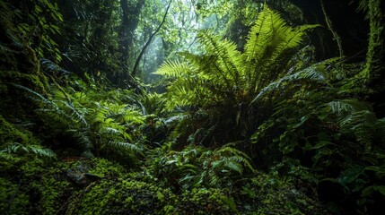 Obraz premium Exploring a dense rainforest oasis tropical region nature photography lush environment ground-level view adventure