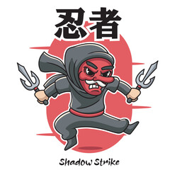 Vector Illustration of Tiny Ninja with Cute Illustration Available for Tshirt Design